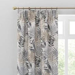 Luxury Collection Leaf Jacquard Grey Pencil Pleat Curtains