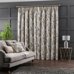 Luxury Collection Leaf Jacquard Grey Pencil Pleat Curtains 11 Luxury Collection Leaf Jacquard Grey Pencil Pleat Curtains -Dunelm Sales Store 30729264 alt04