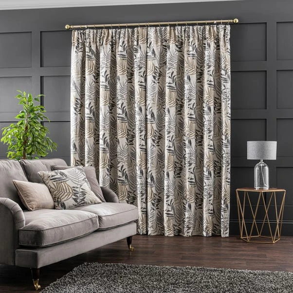 Luxury Collection Leaf Jacquard Grey Pencil Pleat Curtains 6 Luxury Collection Leaf Jacquard Grey Pencil Pleat Curtains - Image 4