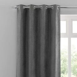 Luxury Collection Oxford Charcoal Chenille Eyelet Curtains