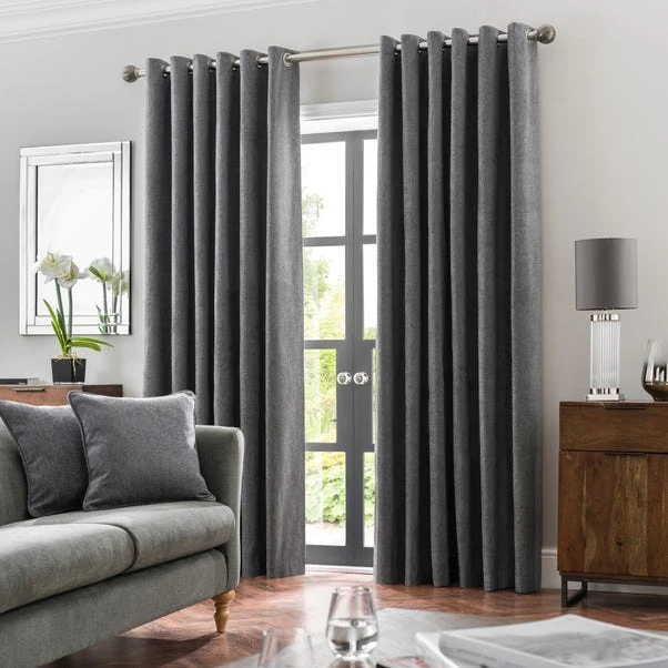 Luxury Collection Oxford Charcoal Chenille Eyelet Curtains 4 Luxury Collection Oxford Charcoal Chenille Eyelet Curtains - Image 2