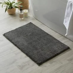 Dunelm Ultimate Dark Grey 100% Recycled Polyester Anti Bacterial Bath Mat
