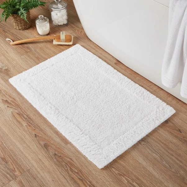 Dunelm Organic Cotton Reversible White Bath Mat 3 Dunelm Organic Cotton Reversible White Bath Mat