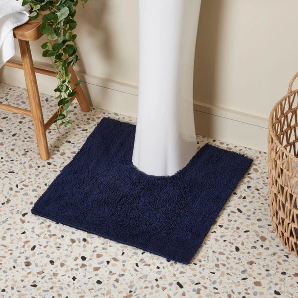 Dunelm Organic Cotton Reversible Luxe Navy Pedestal Mat 3 Dunelm Organic Cotton Reversible Luxe Navy Pedestal Mat