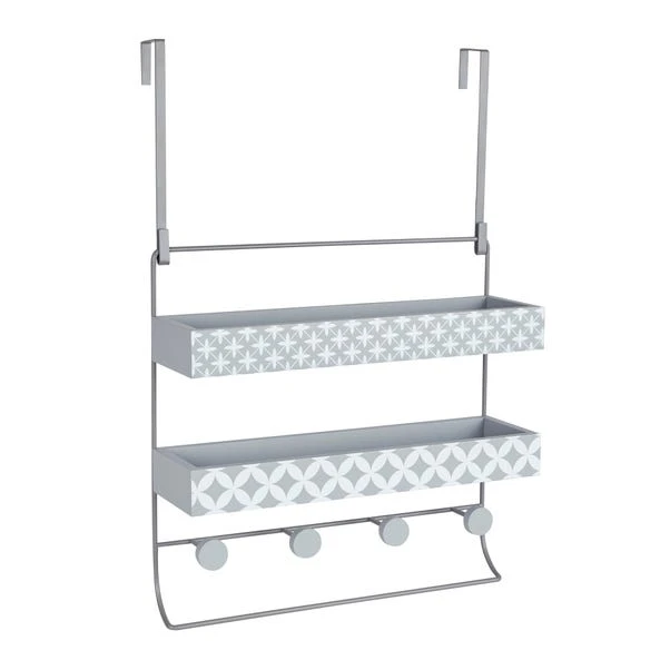 Dunelm Geo Tile Grey Multi Storage Over Door Hooks 4 Dunelm Geo Tile Grey Multi Storage Over Door Hooks - Image 2