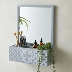 Dunelm Purity Geo Tile Grey Bathroom Mirror