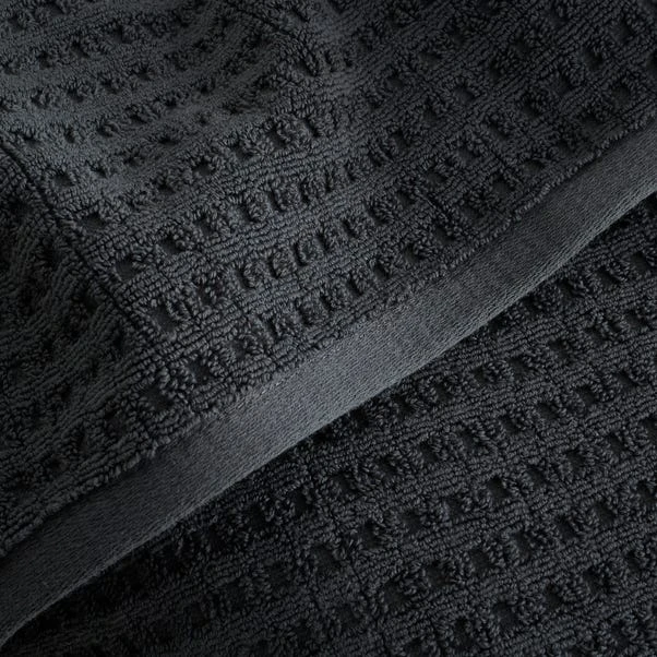 Dunelm Graphite Waffle 100% Cotton Towel 4 Dunelm Graphite Waffle 100% Cotton Towel - Image 2