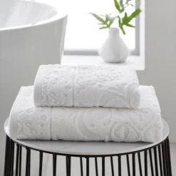 Dunelm Mandalay White 100% Cotton Towel