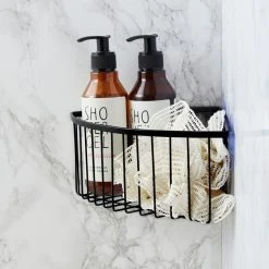 Dunelm Aquarack Black Deep Corner Basket