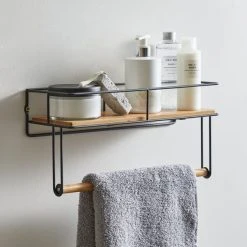 Dunelm Compact Living Natural Towel Rail Shelf