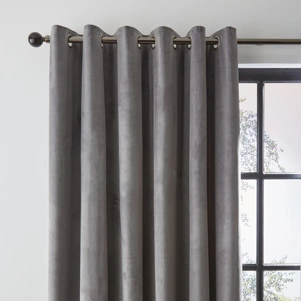 Dunelm Recycled Velour Grey Eyelet Curtains 3 Dunelm Recycled Velour Grey Eyelet Curtains