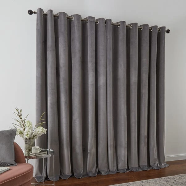 Dunelm Recycled Velour Grey Eyelet Curtains 7 Dunelm Recycled Velour Grey Eyelet Curtains - Image 5