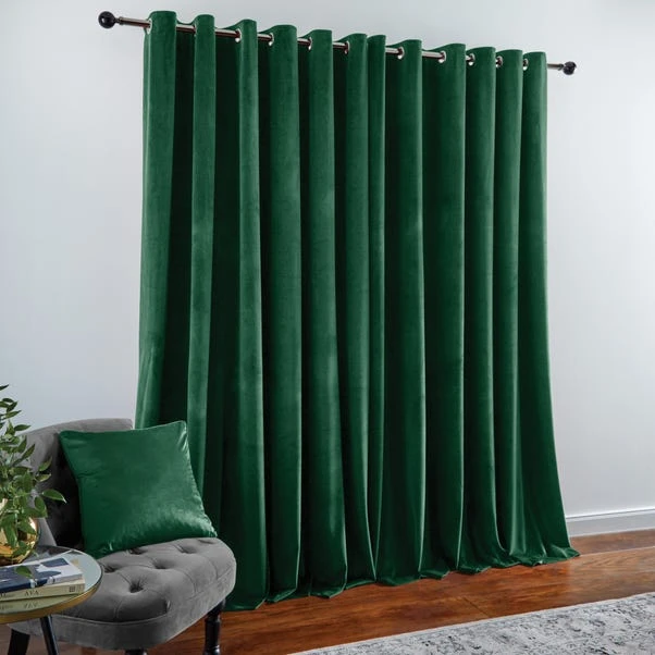 Dunelm Recycled Velour Bottle Green Eyelet Curtains 7 Dunelm Recycled Velour Bottle Green Eyelet Curtains - Image 5