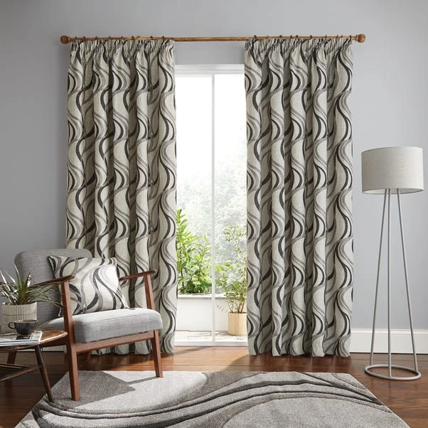 Dunelm Mirage Charcoal Pencil Pleat Curtains 4 Dunelm Mirage Charcoal Pencil Pleat Curtains - Image 2