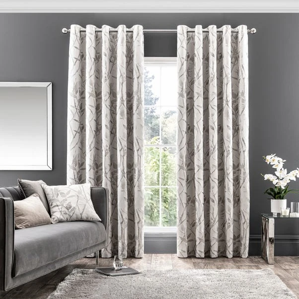 Dunelm Zen White Jacquard Eyelet Curtains 4 Dunelm Zen White Jacquard Eyelet Curtains - Image 2