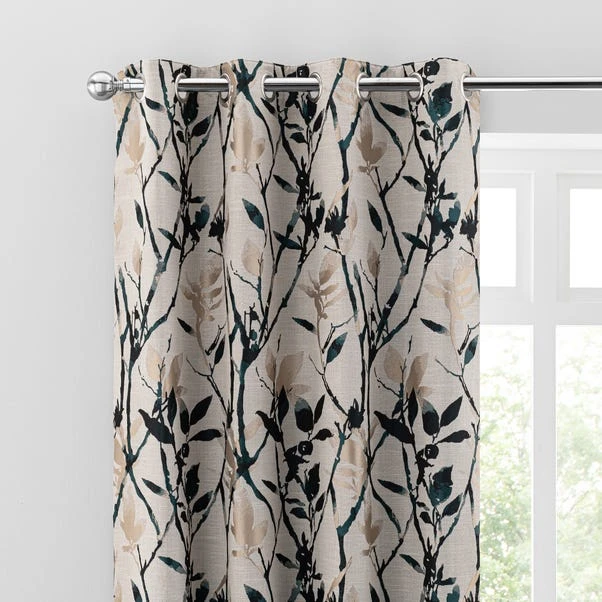 Dunelm Zen Peacock Jacquard Eyelet Curtains 3 Dunelm Zen Peacock Jacquard Eyelet Curtains