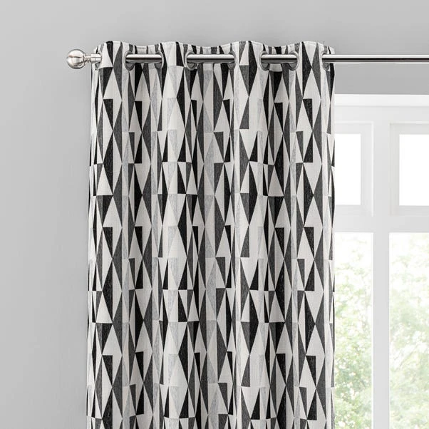 Dunelm Elements Triangles Monochrome Eyelet Curtains 3 Dunelm Elements Triangles Monochrome Eyelet Curtains