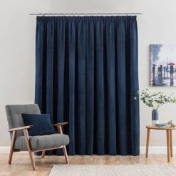 Dunelm Margot Midnight Blue Velour Pencil Pleat Curtains -Dunelm Sales Store 30733740 alt04