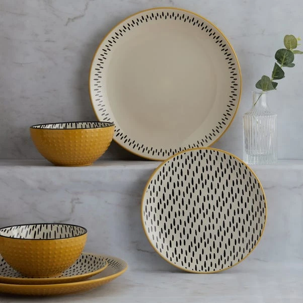 Dunelm Global Ochre 12 Piece Dinner Set 3 Dunelm Global Ochre 12 Piece Dinner Set