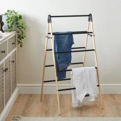 Dunelm Ladder Bamboo Matt Black Indoor Airer