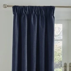 Dunelm Wynter Navy Thermal Pencil Pleat Curtains