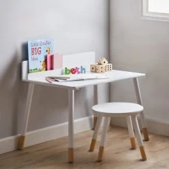 Dunelm Small White Desk And Stool Set