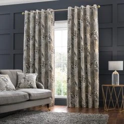 Dunelm Leaf Jacquard Grey Blackout Eyelet Curtains 9 Dunelm Leaf Jacquard Grey Blackout Eyelet Curtains -Dunelm Sales Store 30737223 alt01
