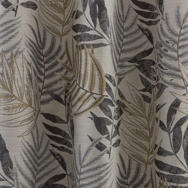 Dunelm Leaf Jacquard Grey Blackout Eyelet Curtains 5 Dunelm Leaf Jacquard Grey Blackout Eyelet Curtains - Image 3