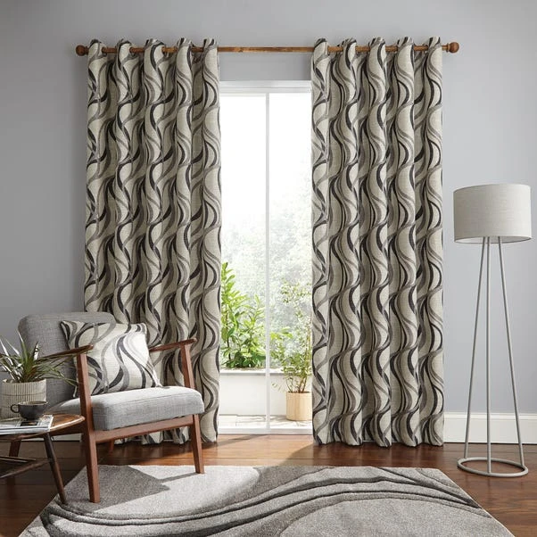 Dunelm Mirage Charcoal Eyelet Curtains 4 Dunelm Mirage Charcoal Eyelet Curtains - Image 2