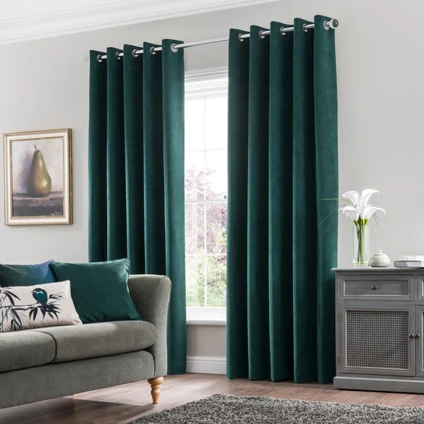 Dunelm Margot Jade Matt Velour Eyelet Curtains 4 Dunelm Margot Jade Matt Velour Eyelet Curtains - Image 2