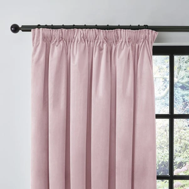 Dunelm Recycled Velour Blush Pencil Pleat Curtains 3 Dunelm Recycled Velour Blush Pencil Pleat Curtains