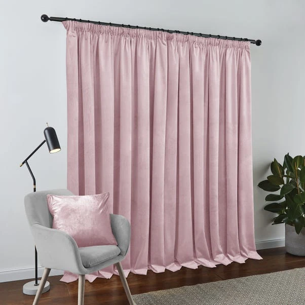 Dunelm Recycled Velour Blush Pencil Pleat Curtains 5 Dunelm Recycled Velour Blush Pencil Pleat Curtains - Image 3