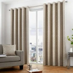 Curtina Camberwell Stone Eyelet Curtains