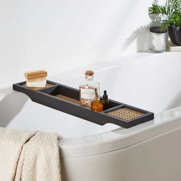 Dunelm French Cane Black Bath Rack 3 Dunelm French Cane Black Bath Rack