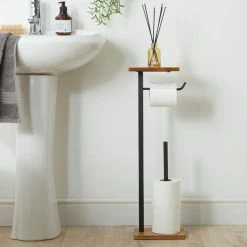 Dunelm Fulton Wood Black Toilet Butler