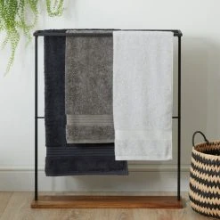 Dunelm Fulton Wood Black Floor Towel Rail