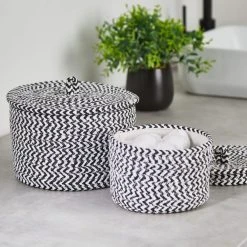 Dunelm Set Of 2 Paper Black Woven Storage Baskets
