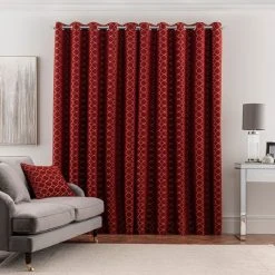 Luxury Collection Chenille Ogee Red Eyelet Curtains 11 Luxury Collection Chenille Ogee Red Eyelet Curtains -Dunelm Sales Store 30748805 alt04