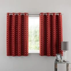 Luxury Collection Chenille Ogee Red Eyelet Curtains 12 Luxury Collection Chenille Ogee Red Eyelet Curtains -Dunelm Sales Store 30748805 alt05