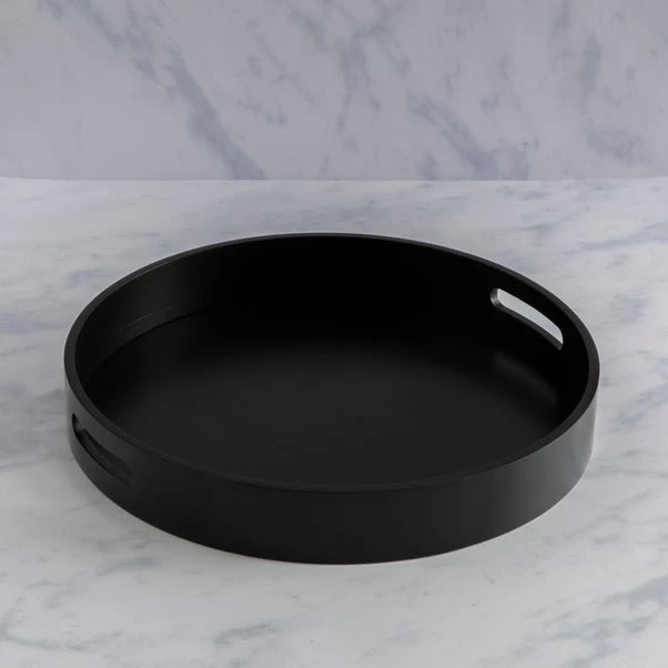 Dunelm Wooden Round Black Tray With Handles 3 Dunelm Wooden Round Black Tray With Handles