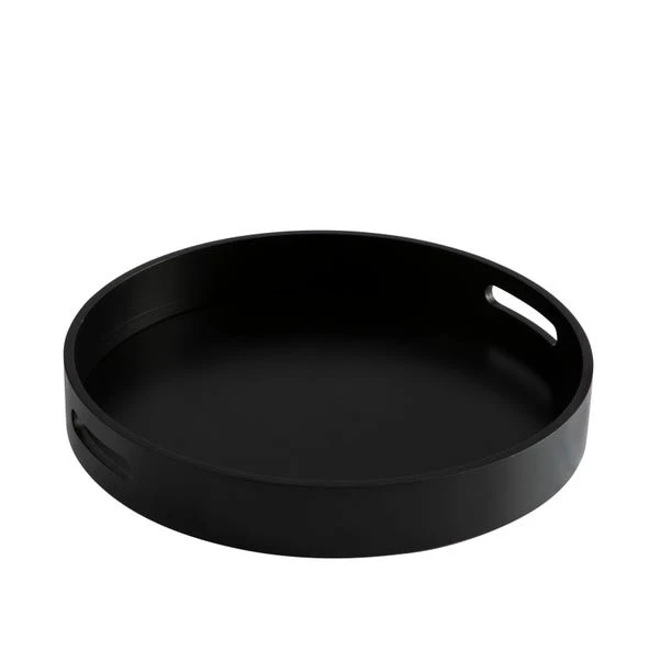 Dunelm Wooden Round Black Tray With Handles 4 Dunelm Wooden Round Black Tray With Handles - Image 2