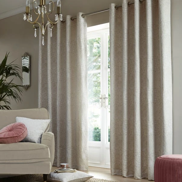 Dunelm Boho Patchwork Sandstone Eyelet Curtains 4 Dunelm Boho Patchwork Sandstone Eyelet Curtains - Image 2