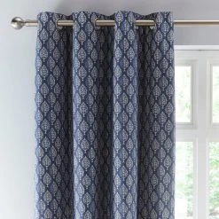 Dunelm Connor Tree Folkestone Blue Eyelet Curtains