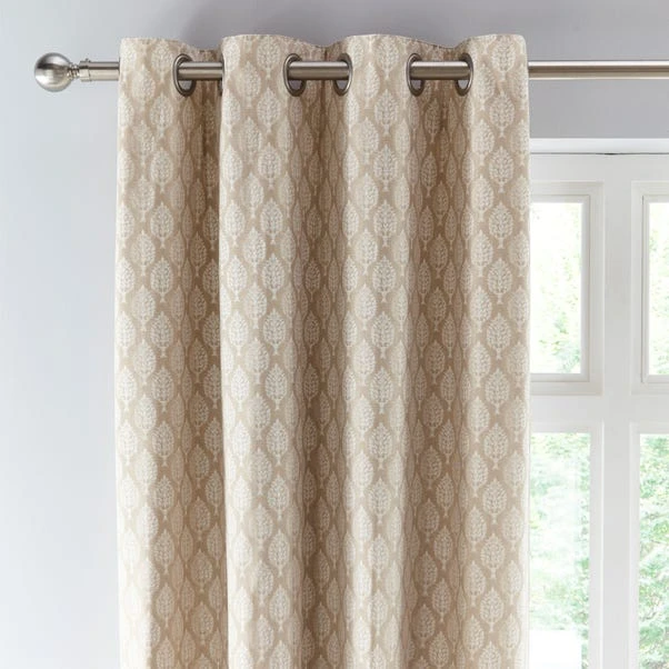 Dunelm Connor Tree Warm Sand Eyelet Curtains 3 Dunelm Connor Tree Warm Sand Eyelet Curtains