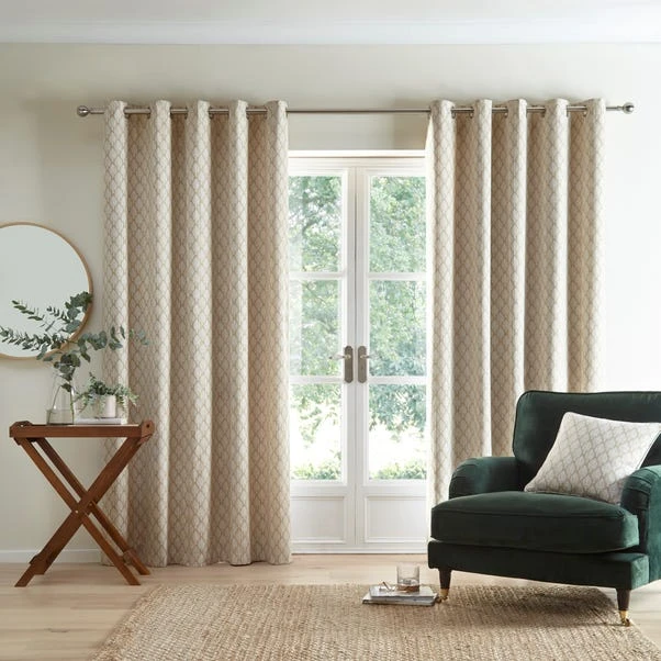 Dunelm Connor Tree Warm Sand Eyelet Curtains 4 Dunelm Connor Tree Warm Sand Eyelet Curtains - Image 2