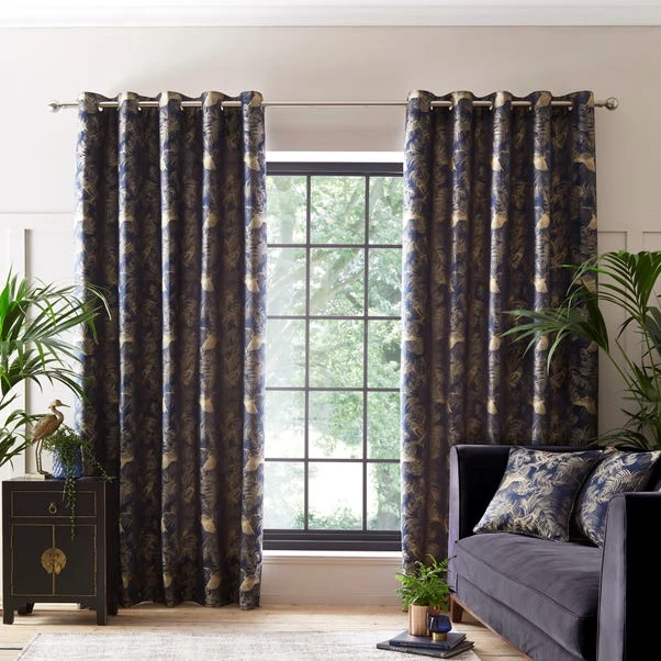 Dunelm Crane Navy Eyelet Curtains 4 Dunelm Crane Navy Eyelet Curtains - Image 2