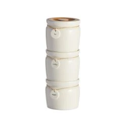 Dunelm Set Of 3 Cream Hang Tag Stacking Canisters