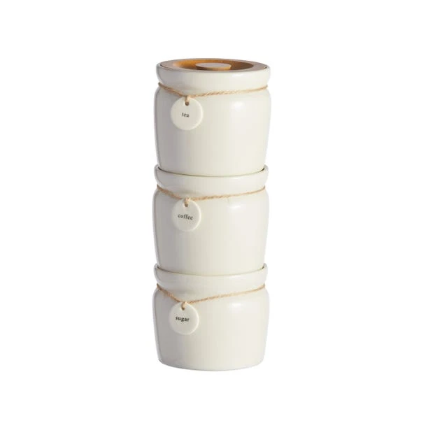 Dunelm Set Of 3 Cream Hang Tag Stacking Canisters 3 Dunelm Set Of 3 Cream Hang Tag Stacking Canisters