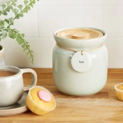 Dunelm Sage Hang Tag Tea Canister