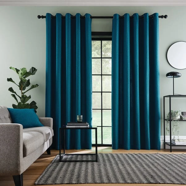 Dunelm Bondi Peacock Eyelet Curtains 4 Dunelm Bondi Peacock Eyelet Curtains - Image 2